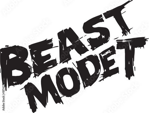 Beast mode text in bold black brushstroke font on a clean white background symbolizing motivation and inspiration for fitness enthusiasts and athletes to push their limits and achieve success in their