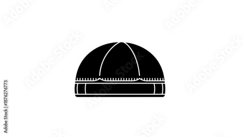 Black Muslim Cap or Taqiyah Isolated on White Background