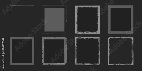 A series of six rectangular frames displaying varying levels of damage and wear