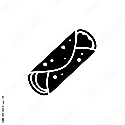 Delicious burrito with fillings isolated on white background, Vector