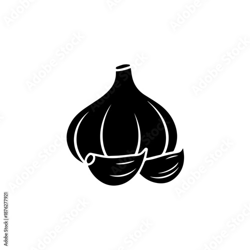 Single garlic bulb isolated on white background, Vector
