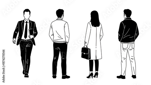 Professional CAD People Blocks – Outline Human Figures Vector Set