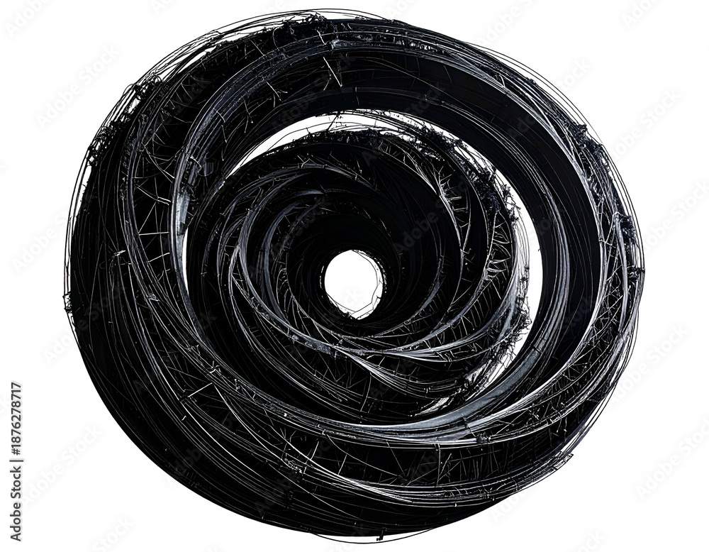 Fototapeta premium Complex, metallic spiral structure, creating a dark tunnel within sphere
