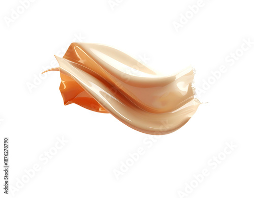 Swirling blend of beige and tan fluid, isolated on black