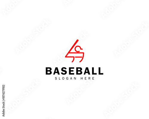 Baseball logo line art style