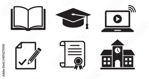 education icons set, Education and learning vector icon set for academic and school design