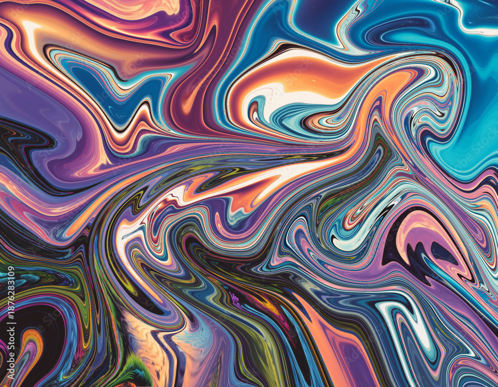 Fototapeta premium Abstract Colorful Fluid Art Background with Vibrant Swirling Waves