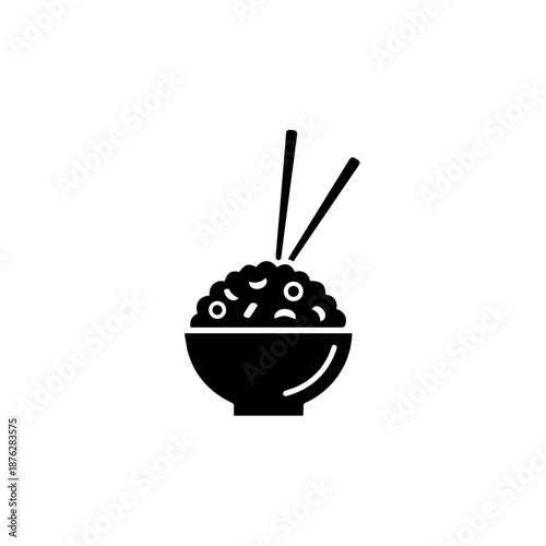 Bowl of noodles with chopsticks isolated on white background, Vector