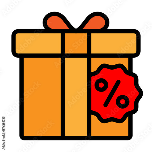 Discount Gift Vector Filled Icon Design
