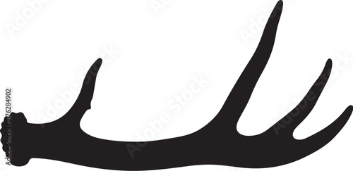 Black silhouette of an antler on white background isolated