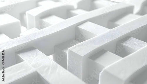 Abstract white geometric structure with intersecting lines and depth
