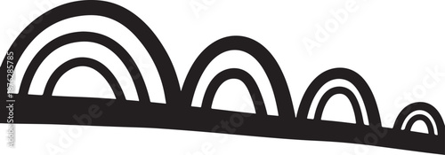 Minimalist Black and White Rainbow Landscape Graphic Design Element