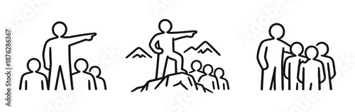 Silhouette leaders: guiding groups through mountainous paths