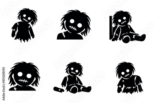 Cute plush toy with stitched smile on black background