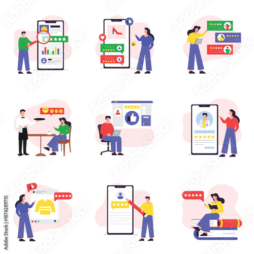 Feedback and Review Vector Illustration Set 1