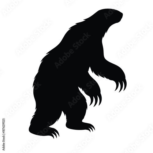 Silhouette of standing bear with claws visible