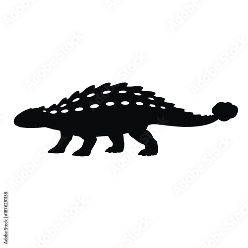 Silhouette of armored ankylosaurus dinosaur