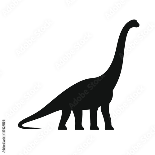 Silhouette of long neck dinosaur illustration