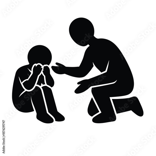 Person comforting crying person silhouette