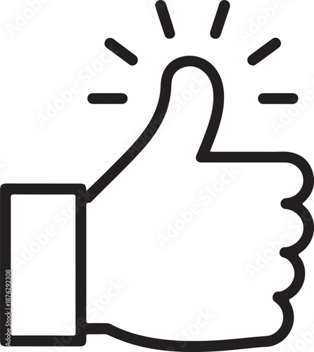 Thumbs Up Like Line Icon Approval Feedback Symbol
