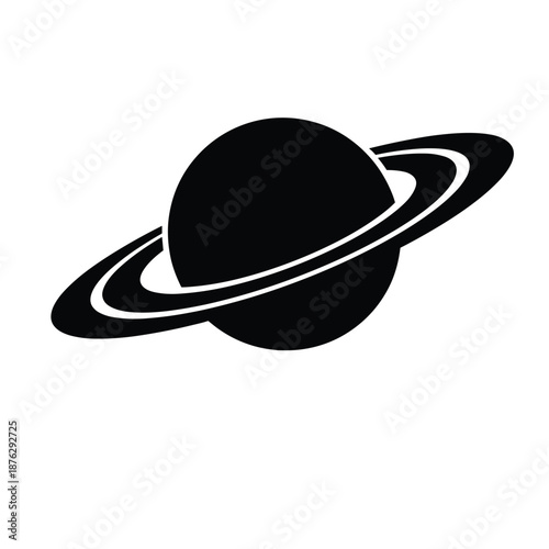 Planet with rings icon silhouette