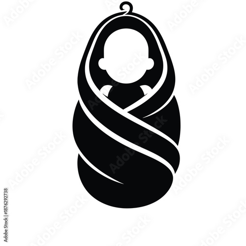 Swaddled baby wrapped in blanket silhouette