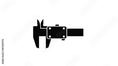 Black vernier caliper tool on white background for measurement precision