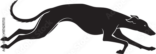 Solid Black Athletic Dog Silhouette in Motion for Active Pet and Canine Concept