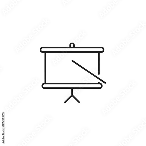 Presentation screen with pointer icon, simple line art, business meeting concept