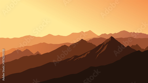 Serene Mountain Range at Sunset with Golden Hues