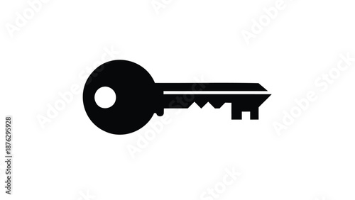 Black key icon on white background symbolizing access and security