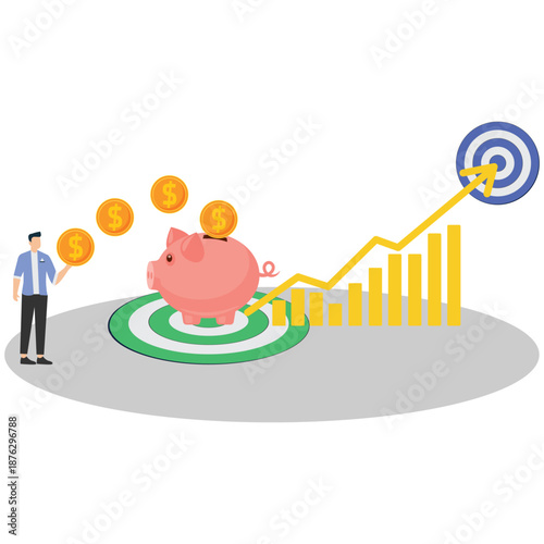 Businessman achieving financial goals with growing investment