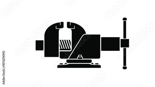 Black and white illustration of a table saw cutting wood in a workshop setting with industrial tools