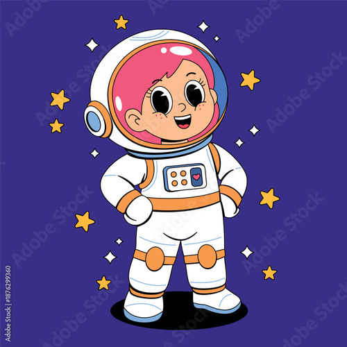 Girl Astronaut Exploring the Stars