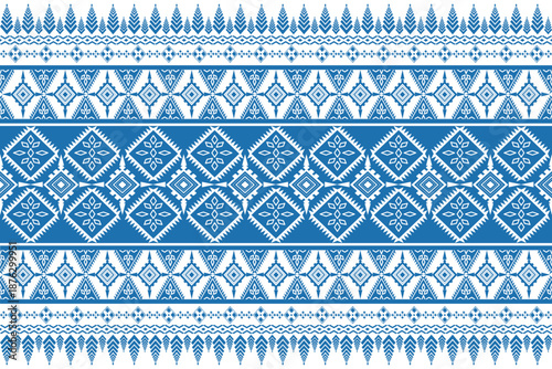 Ethnic geometric pattern, seamless pattern of navajo, native american, blue vector