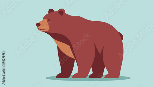 A captivating vector illustration of a sturdy brown bear standing, depicted in a modern flat design style suitable for wildlife and nature-themed projects
