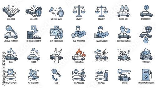 Business icons on white background.