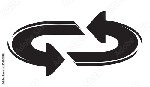 Black arrows forming a circular motion isolated on white background