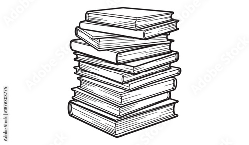 Stack of books in a neat pile isolated on white background