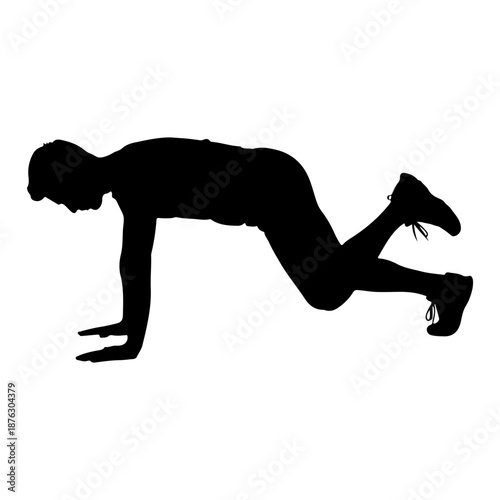 Silhouette of a person performing a mountain climber exercise Vector