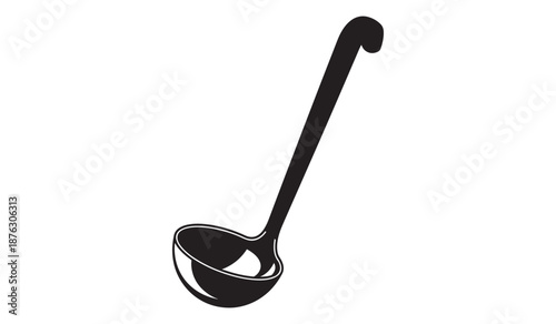 Black ladle isolated on white background
