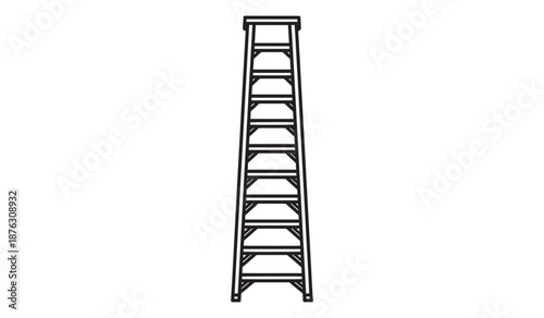 Black metal ladder isolated on white background