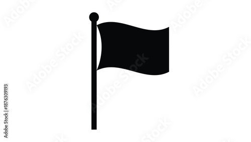 Black flag waving on a pole with a round finial symbolizing protest or awareness