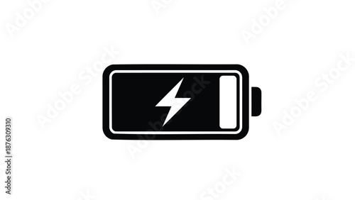 Free Download Battery icon with low charge level and lightning bolt symbol on white background - GFXLoad
