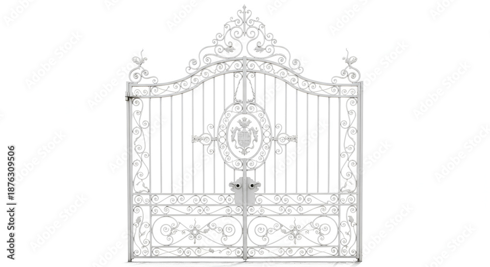 Fototapeta premium Primary: Modern Aluminum and Wood-Effect Garden Gate with Arched Top