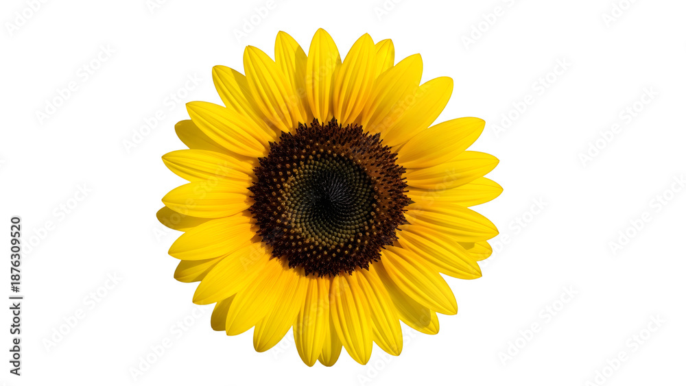 Fototapeta premium Vibrant Sunflower Bloom Isolated On Black Background