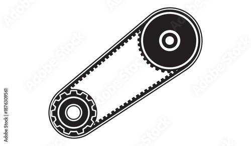 Timing belt with gears isolated on white background