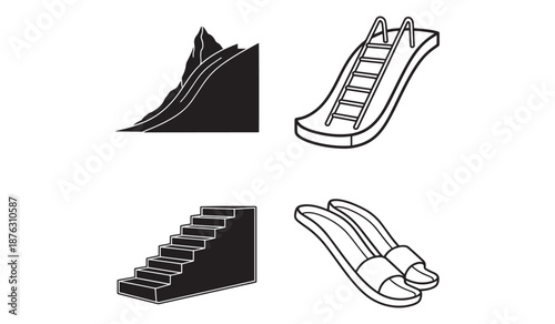 Set of slides and stairs for playground or climbing