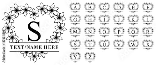 Heart Flower Monogram Letters Font Alphabet Vector Designs
