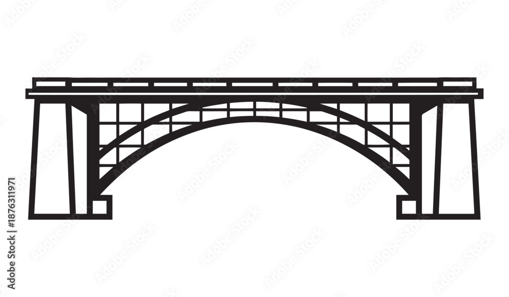 Obraz premium Black bridge structure isolated on white background